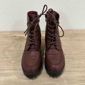 burgundy platform heeled boots